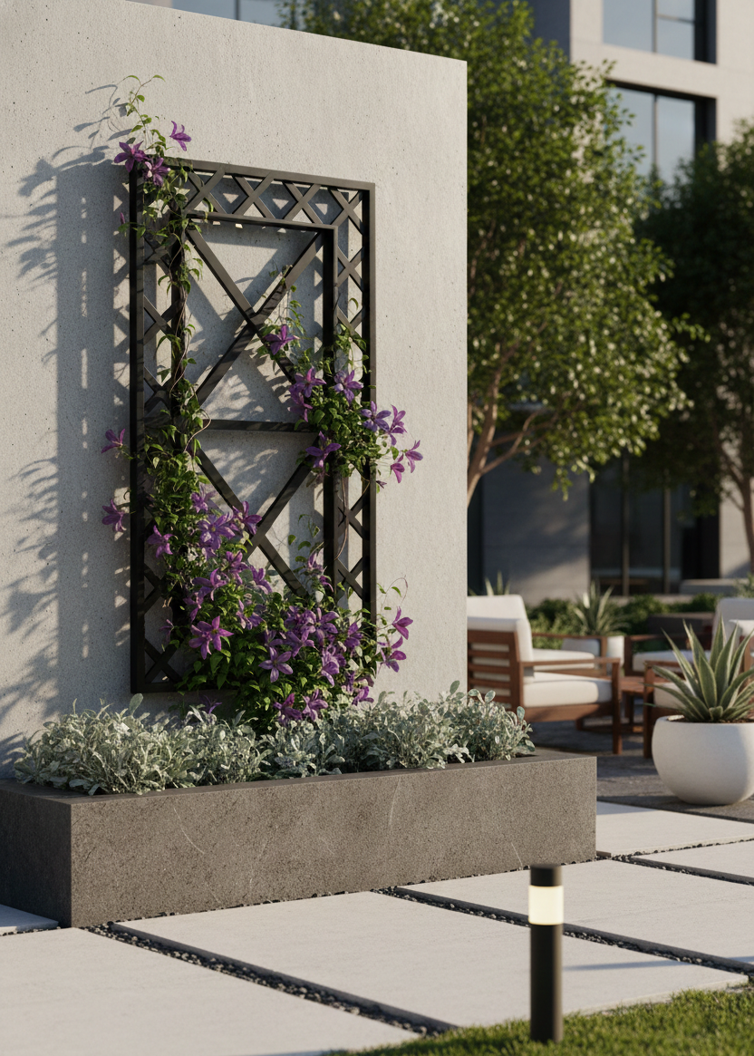 X Motif Double Frame Wall Mounted Trellis