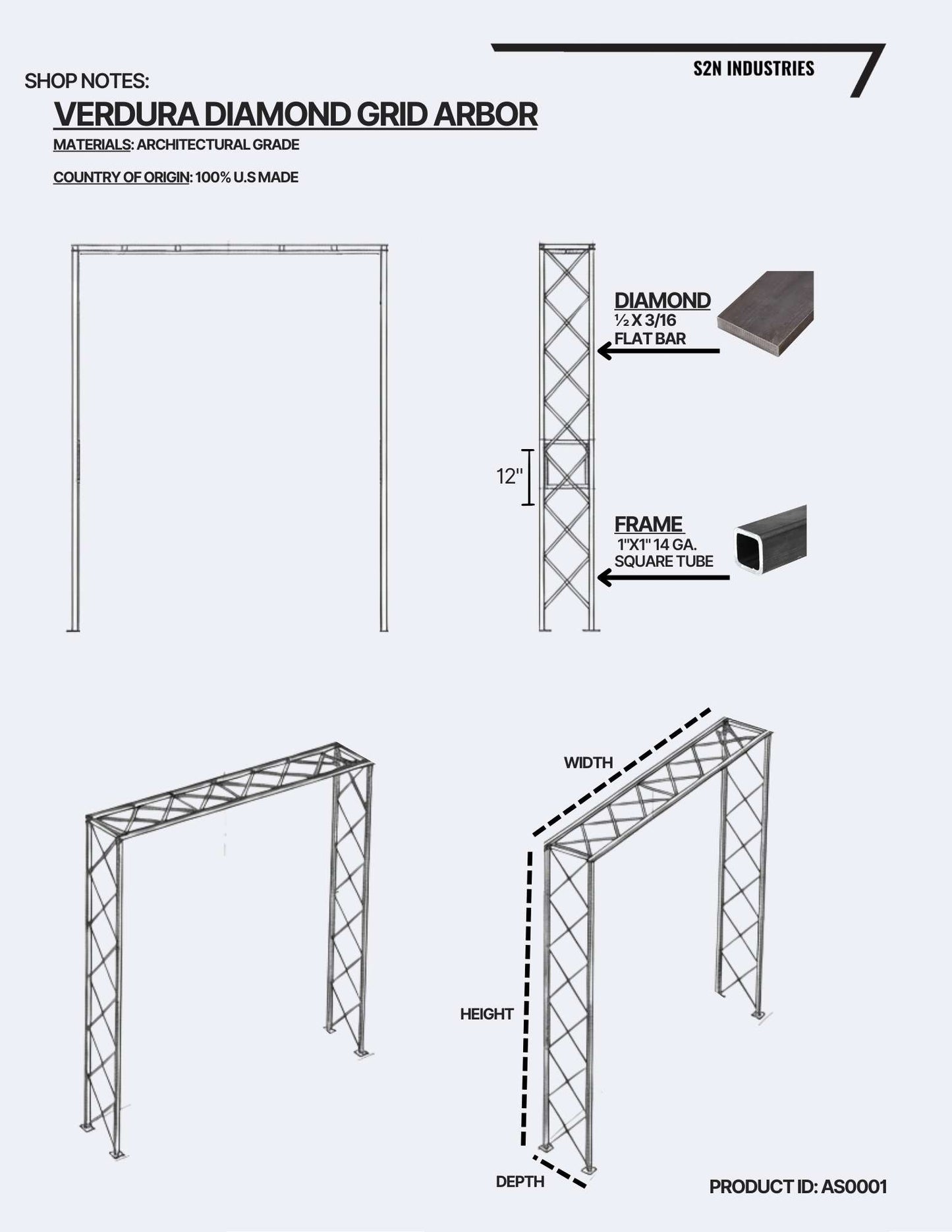 shop notes for verdura diamond grid trellis arbor from s2n industries