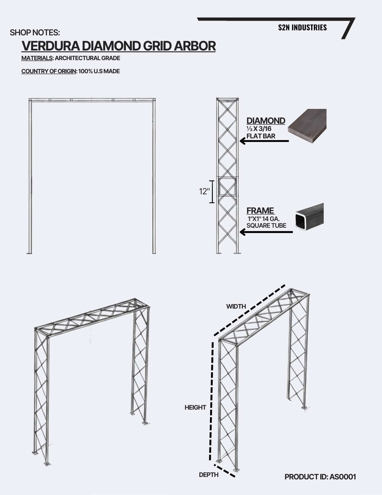 shop notes for verdura diamond grid trellis arbor from s2n industries