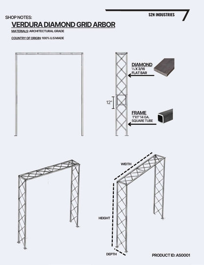 shop notes for verdura diamond grid trellis arbor from s2n industries