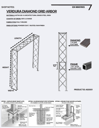 Verdura Diamond Grid Metal Arbor